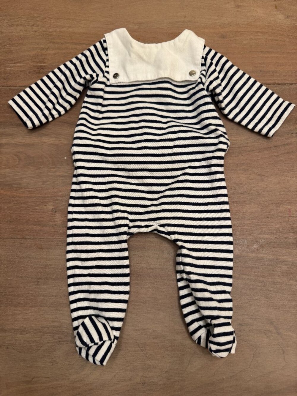 Jacadi Paris Navy White Stripe Footed Romper 3M / 60cm